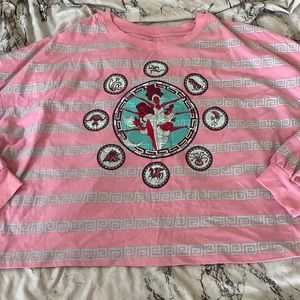 Hercules muses Disney pink and teal 90s style crop long sleeve XL shirt